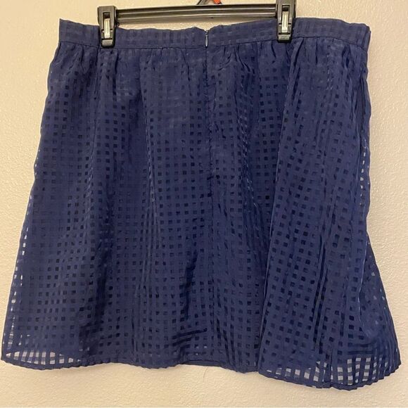 Maison Jules navy blue Double Layered chiffon gingham Mini Skirt Notte XXL - Picture 2 of 9